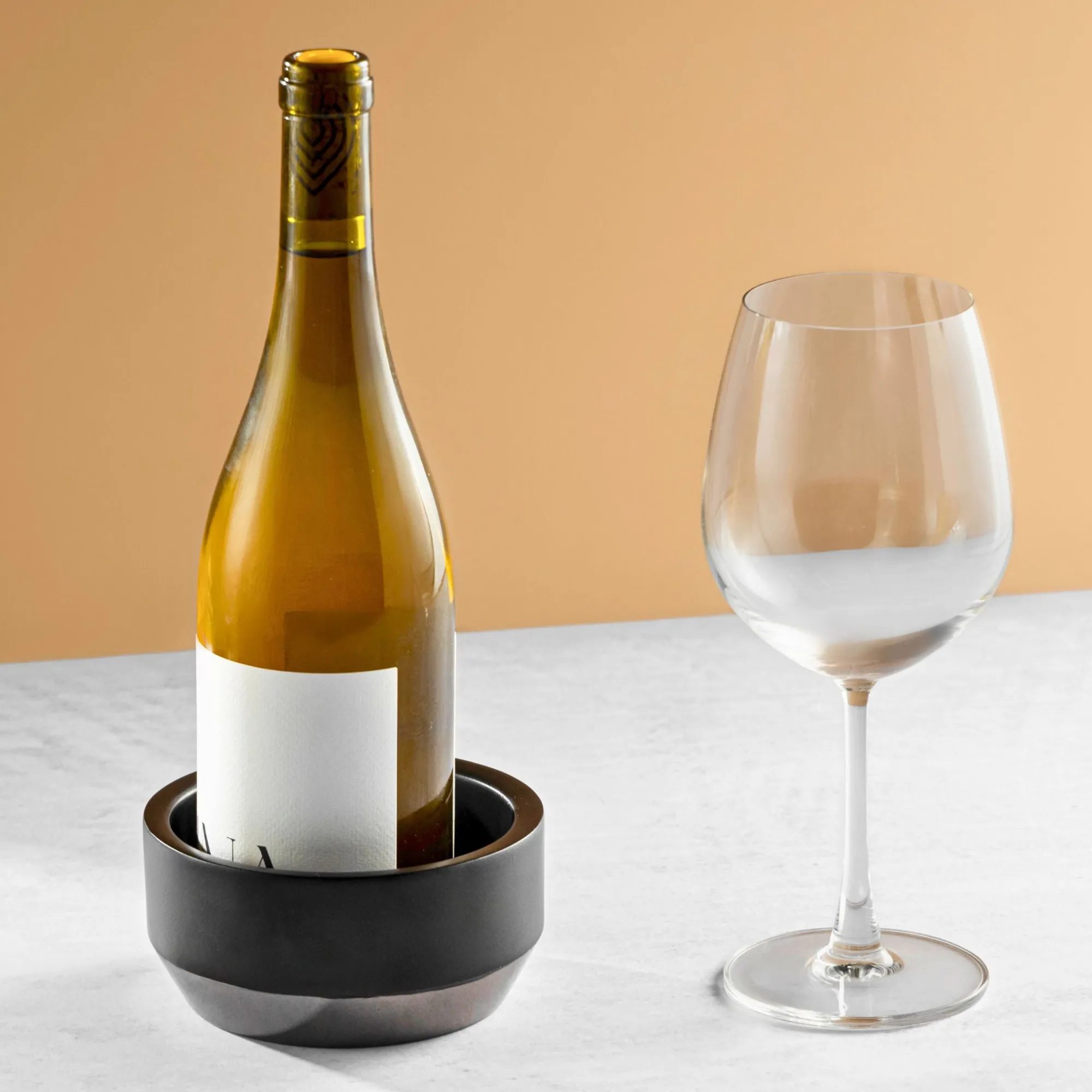 New Godinger Raven Matte Black Double Walled Wine Coaster