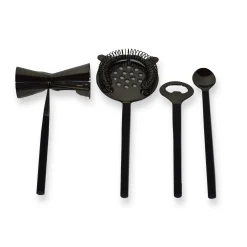 Clearance Godinger Raven Matte Black 4 Piece Bar Tool Set