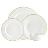 Clearance Godinger Republique Porcelain Gold Rim 16 Piece Dinnerware Set, Service For 4