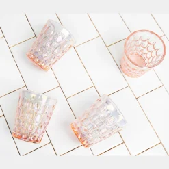 Hot Godinger Rex Pink Iridescent Double Old Fashion Set of 8