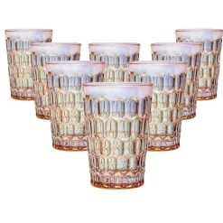 Best Godinger Rex Pink Iridescent Highball Set of 8