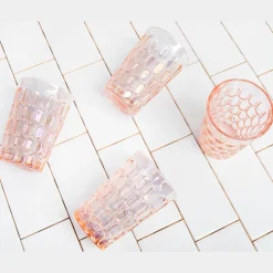 Best Godinger Rex Pink Iridescent Highball Set of 8