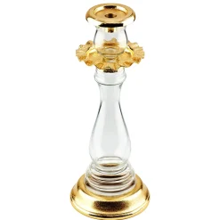 New Godinger Ripple Gold Large Tapered & Pillar Candleholder