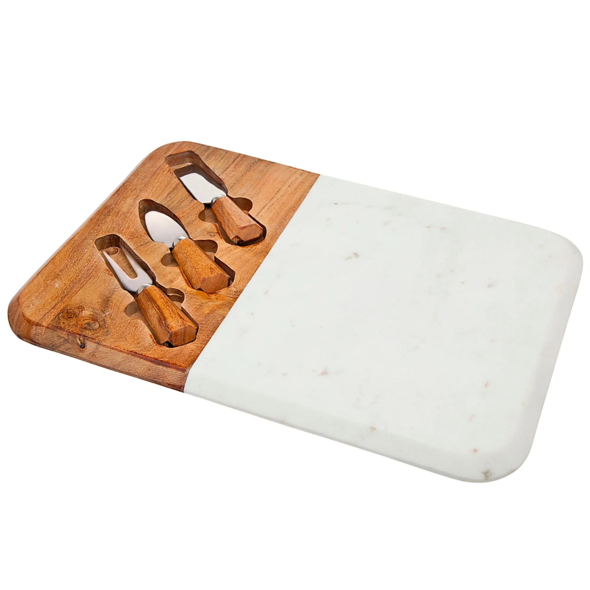 Discount Godinger Rosewood Marble & Wood Cheese Board with Cheese Knife Set