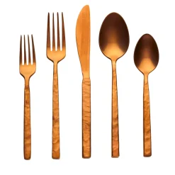 Outlet Godinger Rustic Mirrored Copper 18/10 Stainless Steel 20 Piece Flatware Set, Service For 4