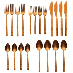 Outlet Godinger Rustic Mirrored Copper 18/10 Stainless Steel 20 Piece Flatware Set, Service For 4