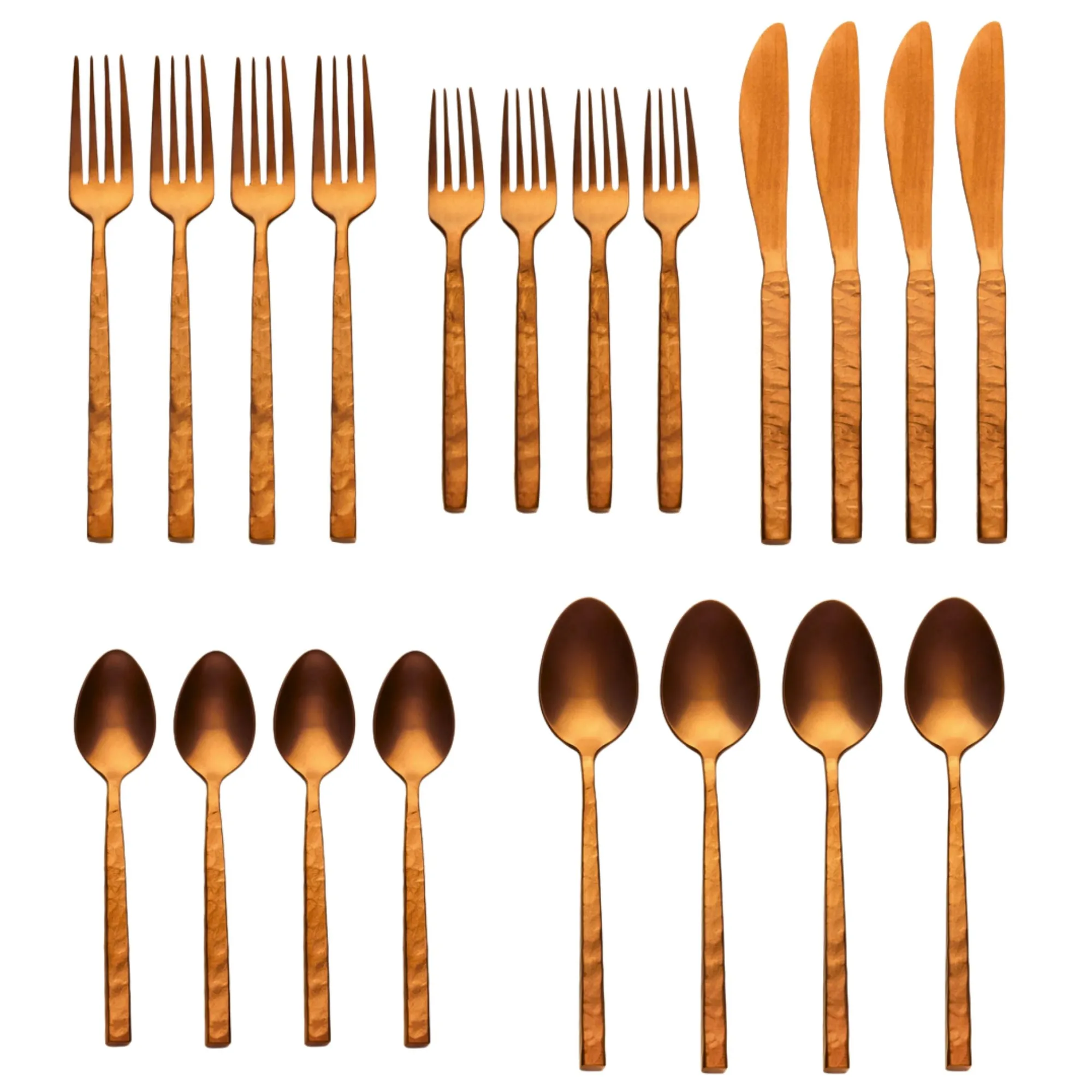 Outlet Godinger Rustic Mirrored Copper 18/10 Stainless Steel 20 Piece Flatware Set, Service For 4