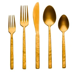 Godinger Rustic Mirrored Gold 18/10 Stainless Steel 20 Piece Flatware Set, Service For 4