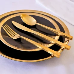 Godinger Rustic Mirrored Gold 18/10 Stainless Steel 20 Piece Flatware Set, Service For 4