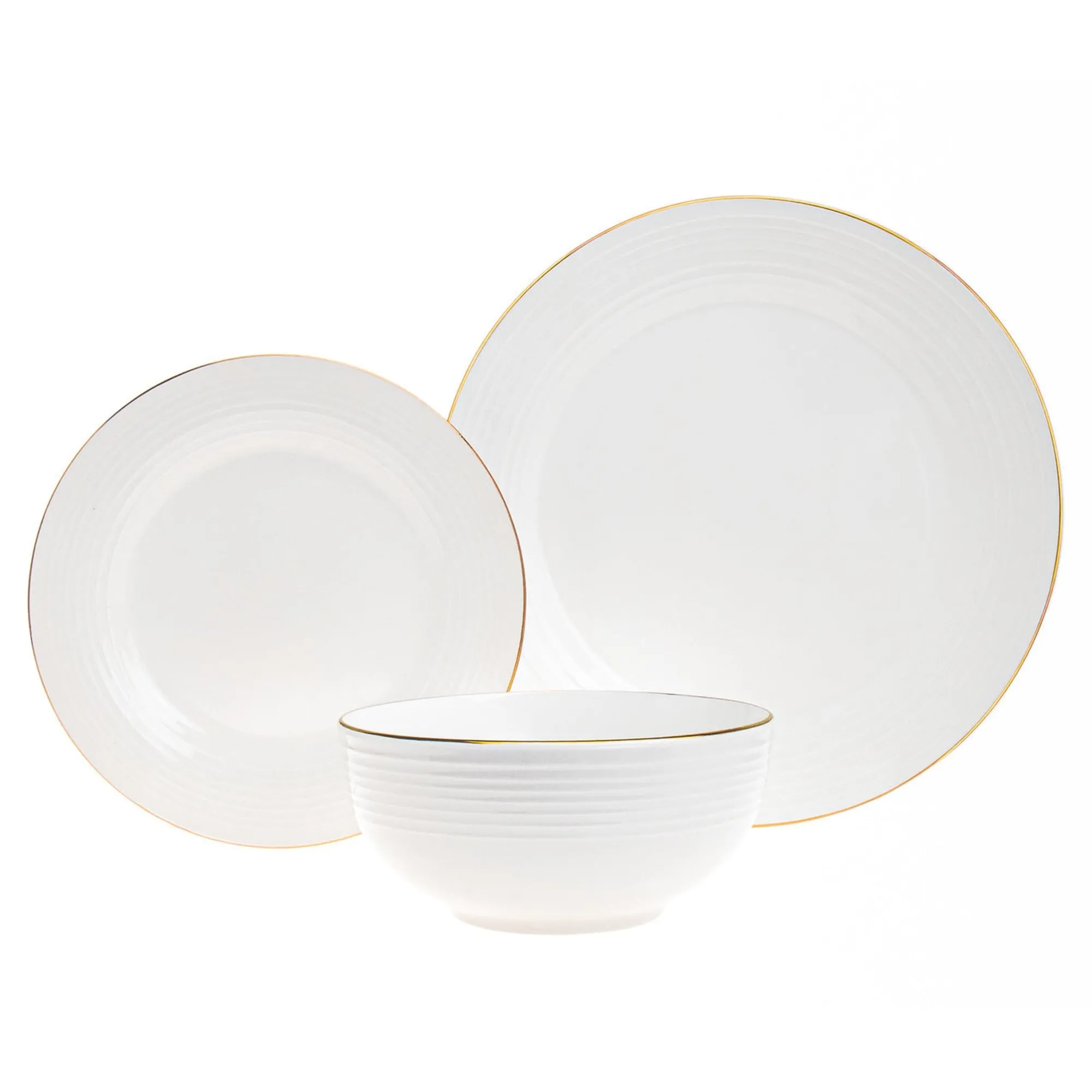 Online Godinger Saba Porcelain Gold Rim 18 Piece Dinnerware Set, Service For 6