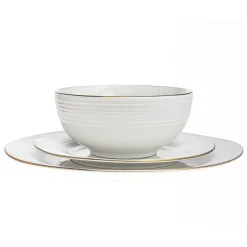 Online Godinger Saba Porcelain Gold Rim 18 Piece Dinnerware Set, Service For 6