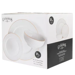 Online Godinger Saba Porcelain Gold Rim 18 Piece Dinnerware Set, Service For 6