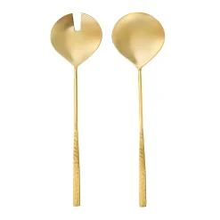 Godinger Sculpted Mirrored Gold Salad Server Set