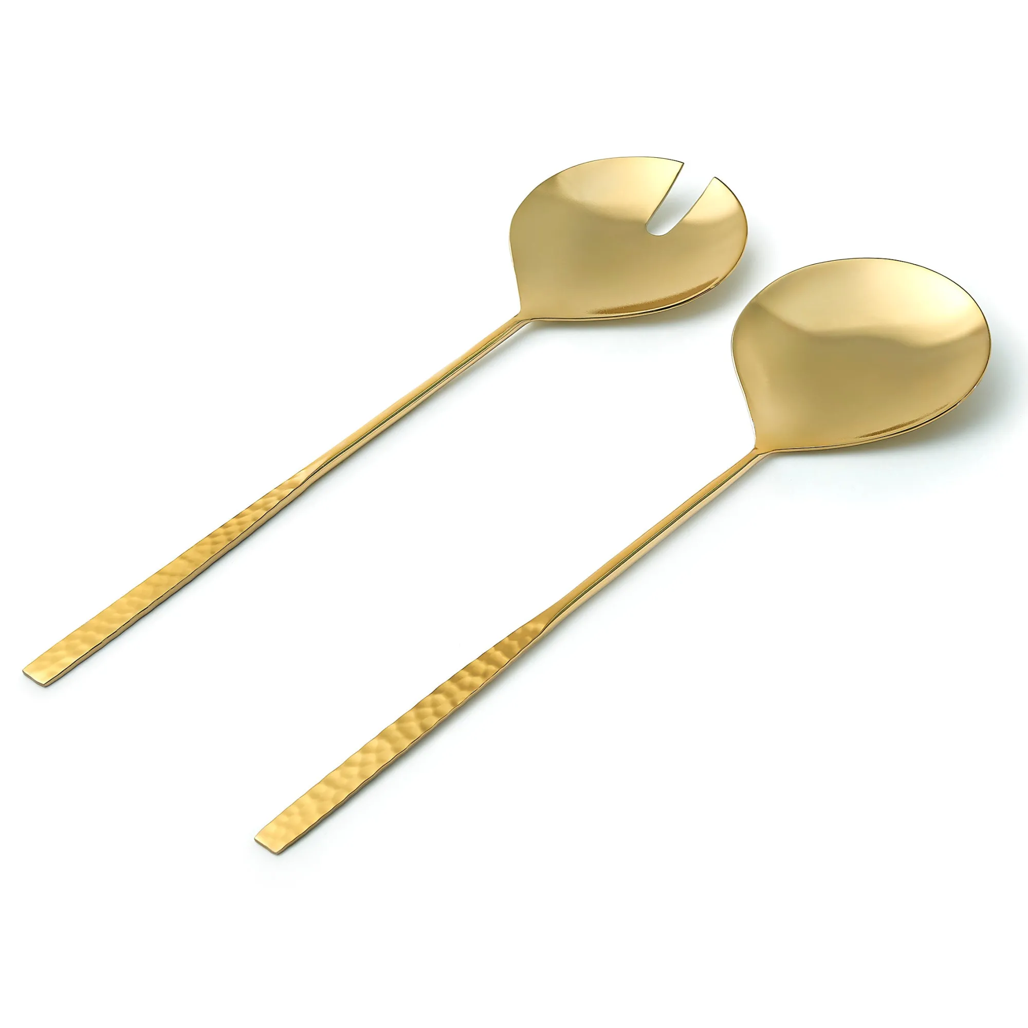 Godinger Sculpted Mirrored Gold Salad Server Set
