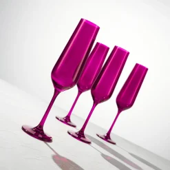 New Godinger Sheer Amethyst Flute, Set of 4
