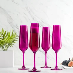 New Godinger Sheer Amethyst Flute, Set of 4