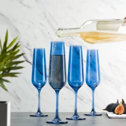 Best Godinger Sheer Blue Flute, Set of 4