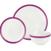 New Godinger Sheer Burgundy Porcelain 12 Piece Dinnerware Set, Service for 4