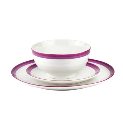 New Godinger Sheer Burgundy Porcelain 12 Piece Dinnerware Set, Service for 4