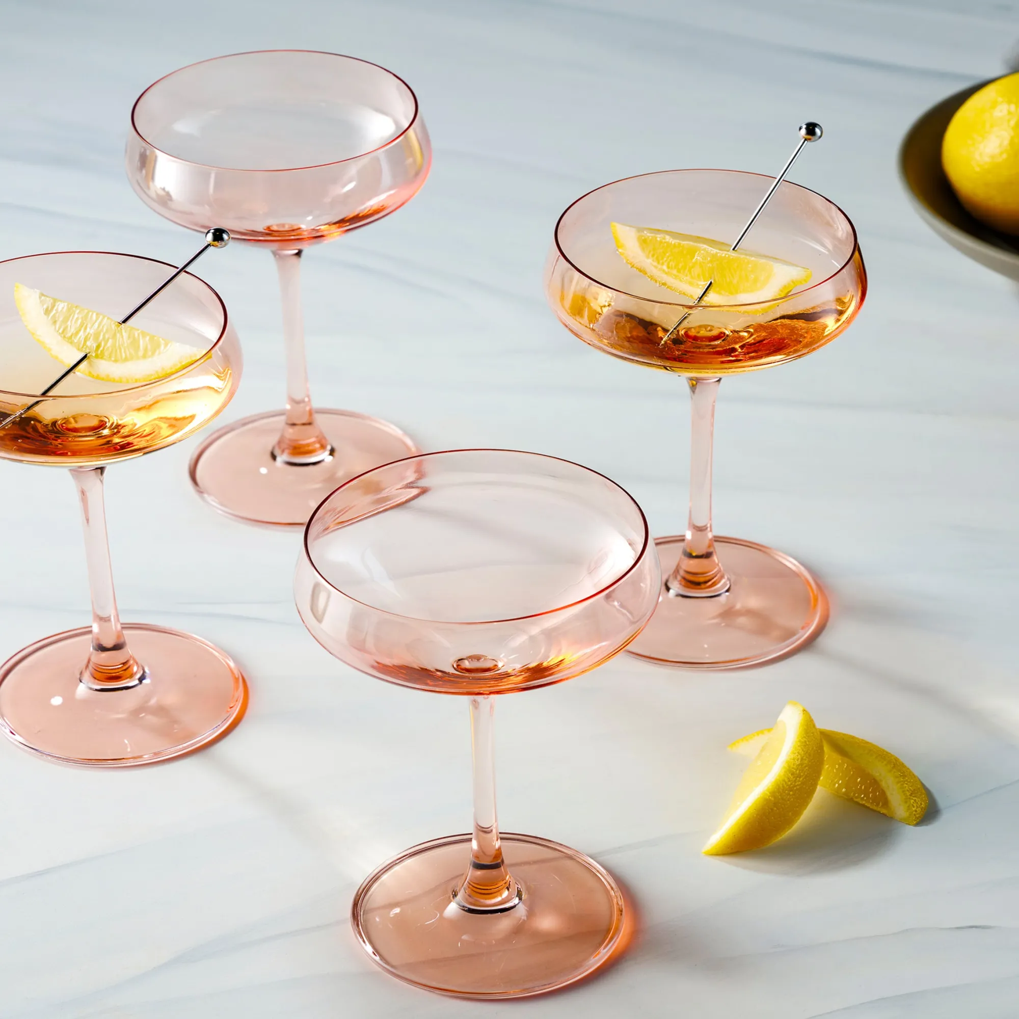 Discount Godinger Sheer Coral Champagne Coupe, Set of 4