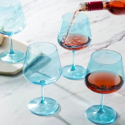 Clearance Godinger Sheer Light Blue Red Wine Glass, Set of 4