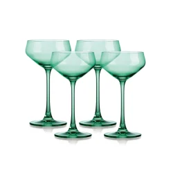 Godinger Sheer Light Green Champagne Coupe, Set of 4