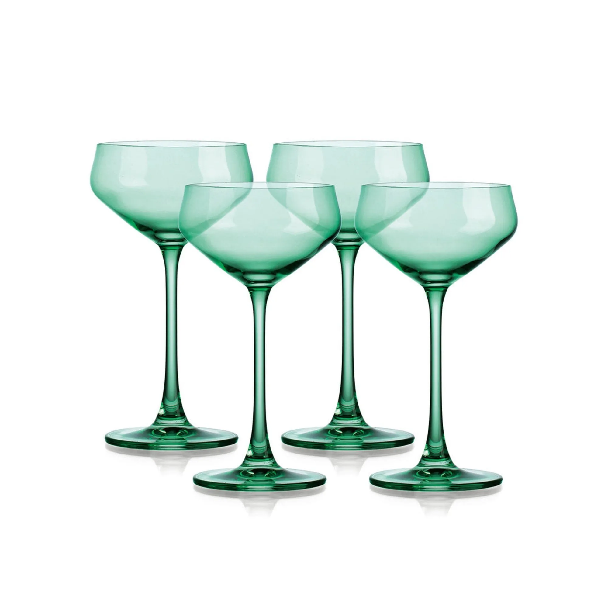 Godinger Sheer Light Green Champagne Coupe, Set of 4