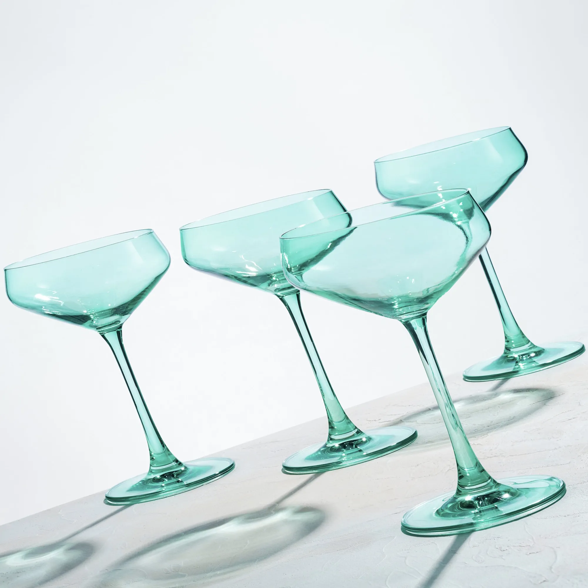 Godinger Sheer Light Green Champagne Coupe, Set of 4