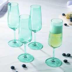 Hot Godinger Sheer Light Green Flute, Set of 4