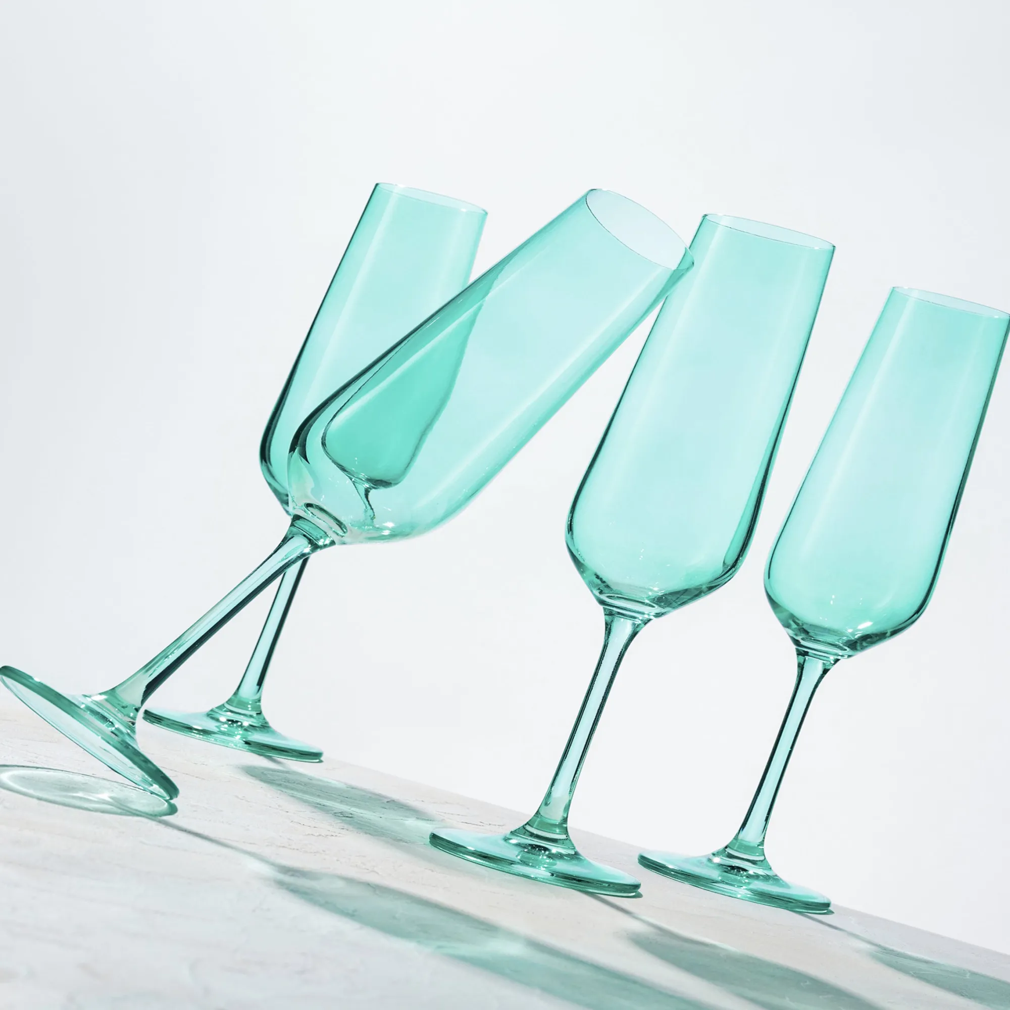 Hot Godinger Sheer Light Green Flute, Set of 4