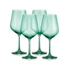 New Godinger Sheer Light Green Red Wine Glass, Set of 4