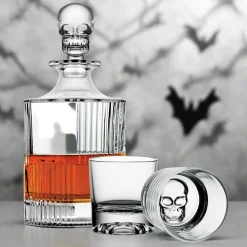 Sale Godinger Skull 3 Piece Round Whiskey Decanter Set
