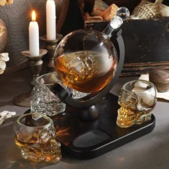 Clearance Godinger Skull 5 Piece Whiskey Decanter Set
