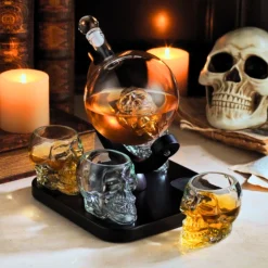 Clearance Godinger Skull 5 Piece Whiskey Decanter Set