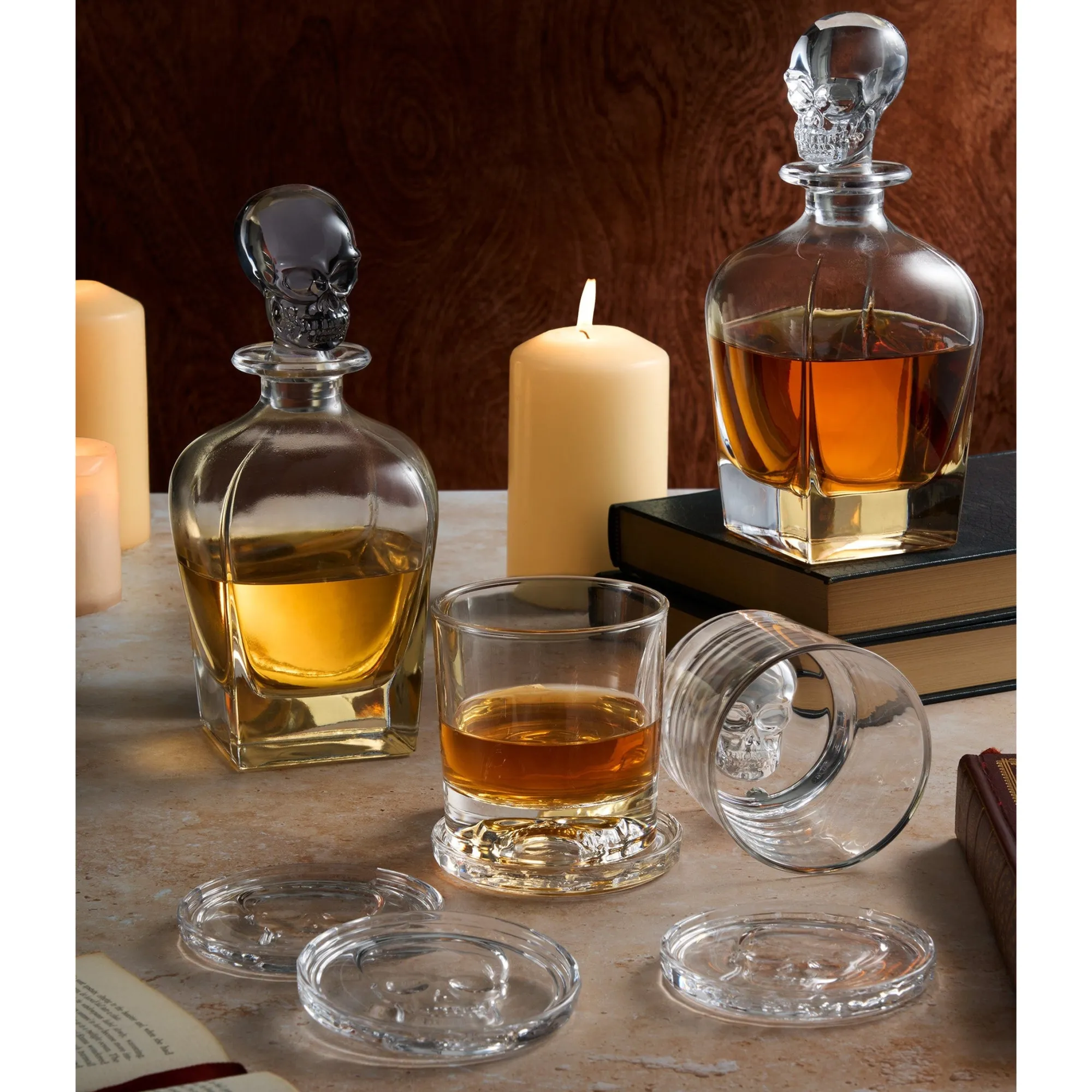 New Godinger Skull Smoked Whiskey Decanter