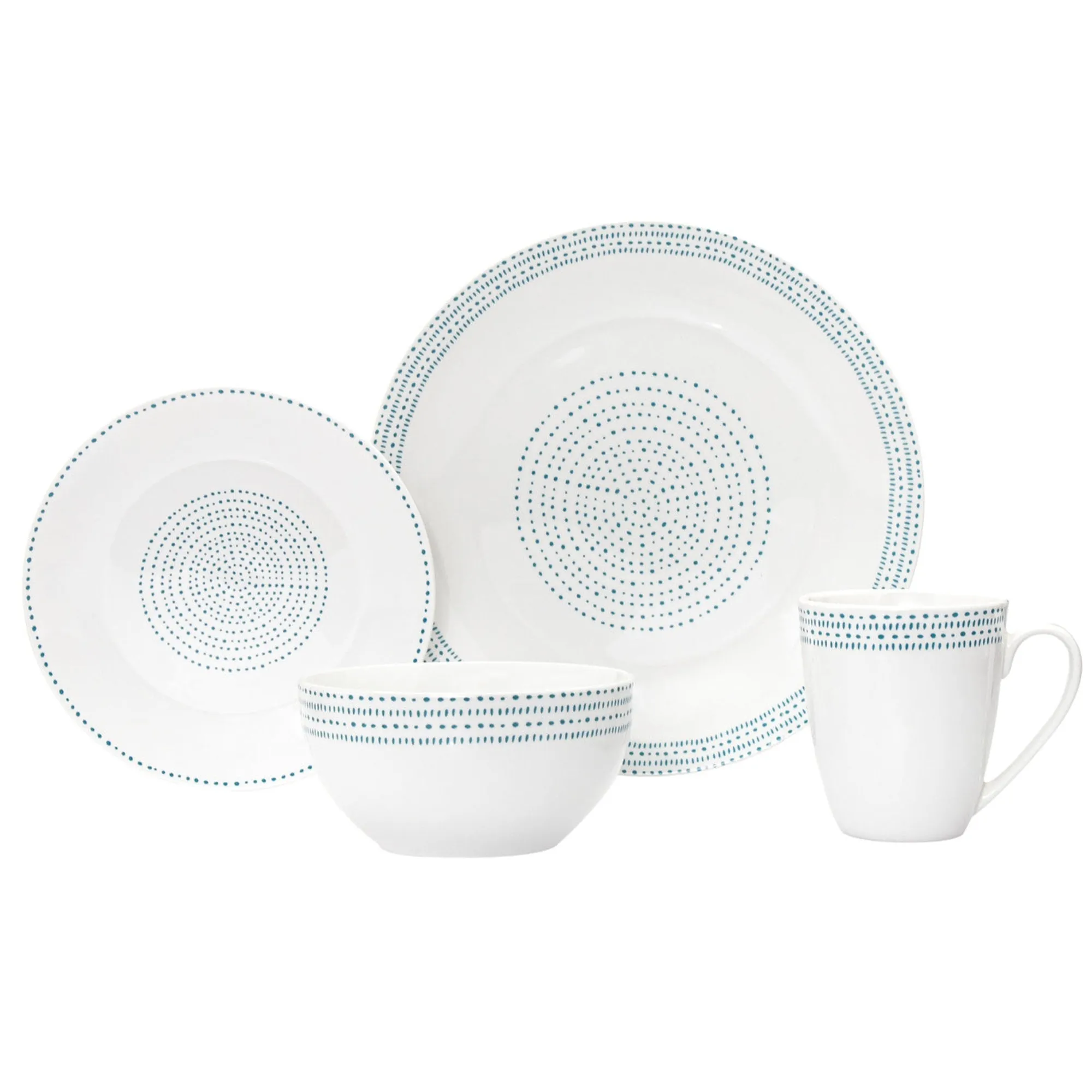 Clearance Godinger Staccata Porcelain 16 Piece Dinnerware Set, Service For 4