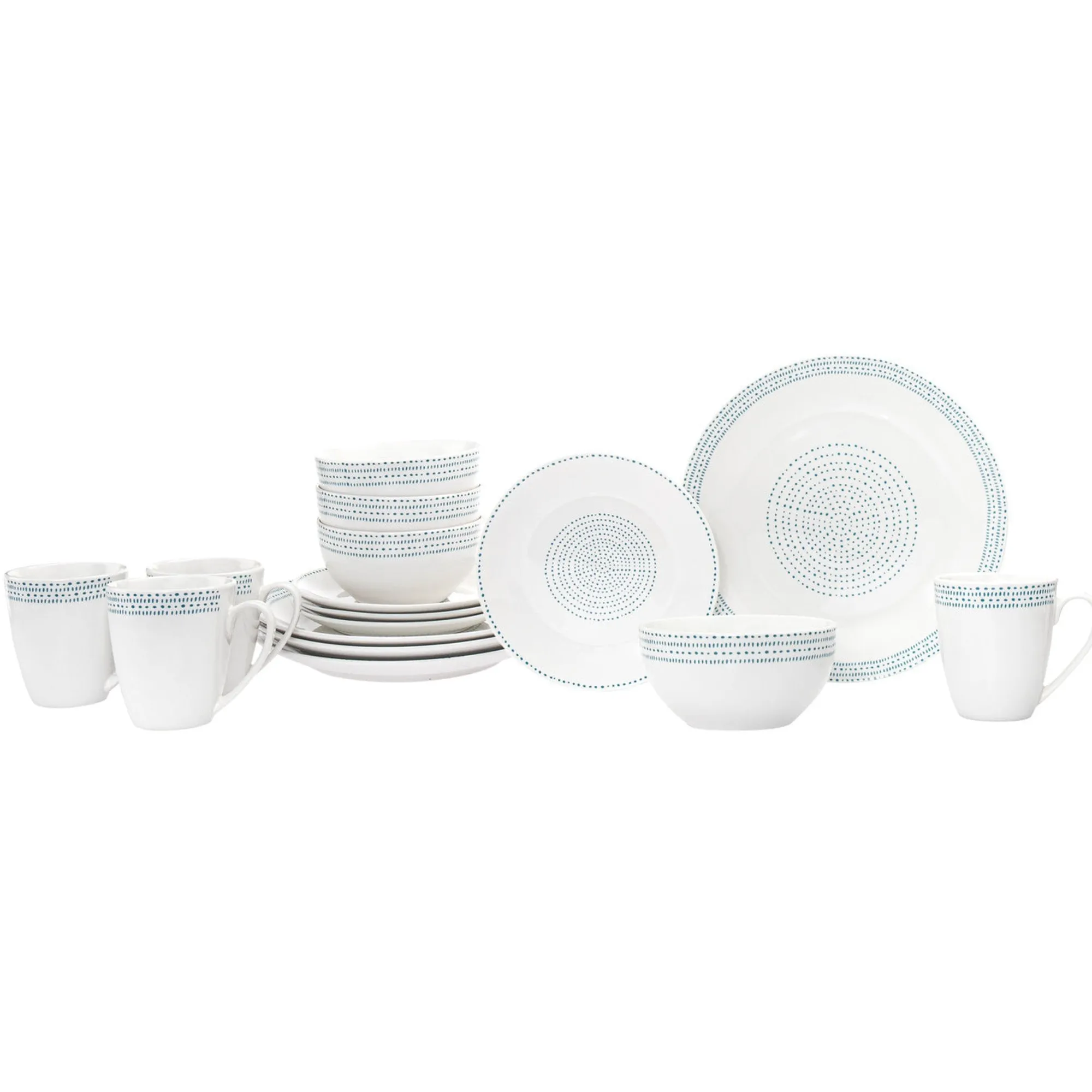 Clearance Godinger Staccata Porcelain 16 Piece Dinnerware Set, Service For 4