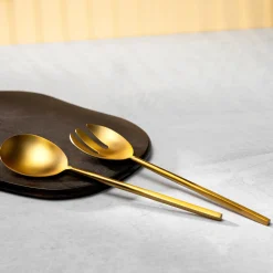 Online Godinger Strait Matte Gold Salad Server Set