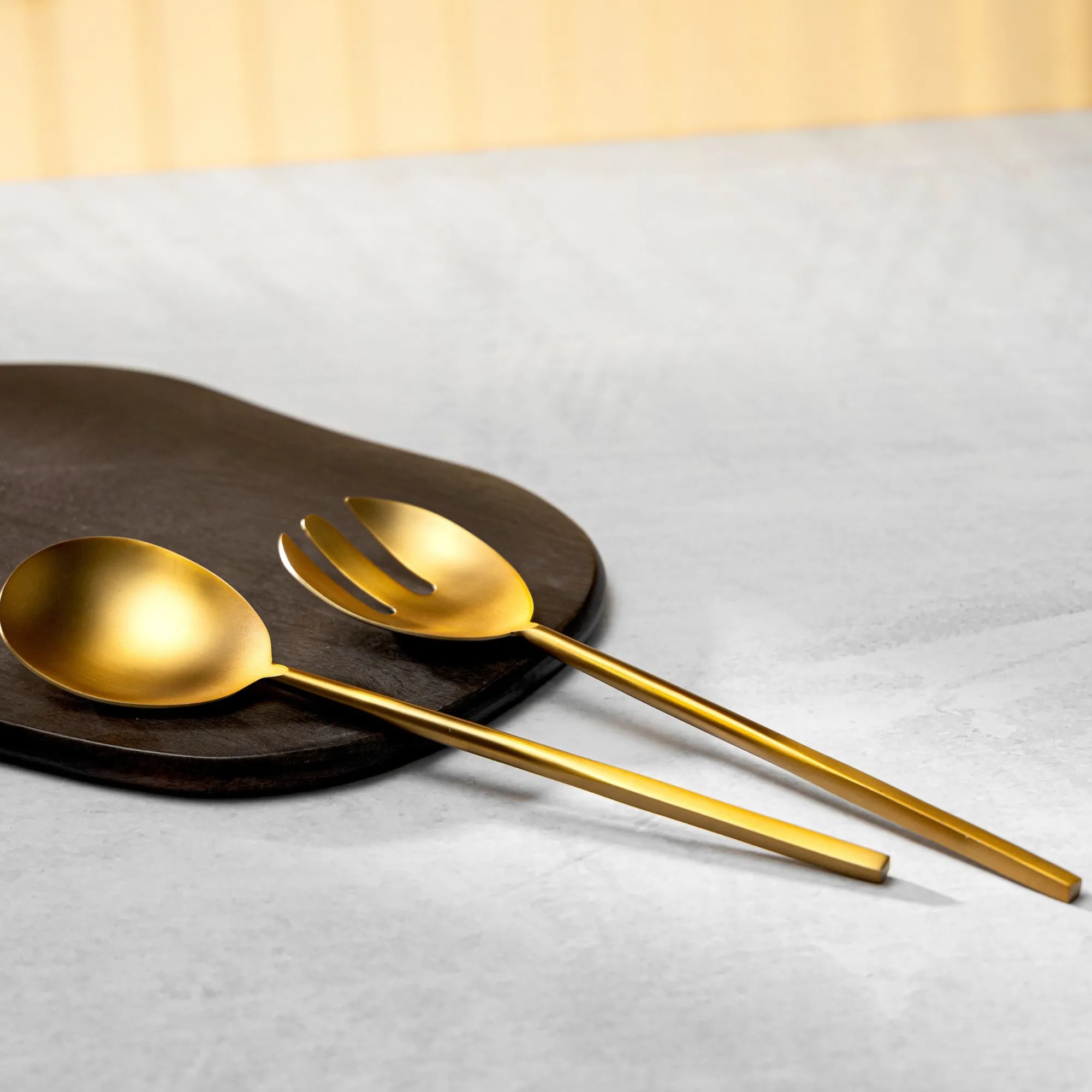 Online Godinger Strait Matte Gold Salad Server Set