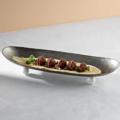 Outlet Godinger Temari Hammered Gunmetal Footed Oval Platter