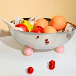 Best Godinger Temari Light Pink Footed Salad Serving Bowl
