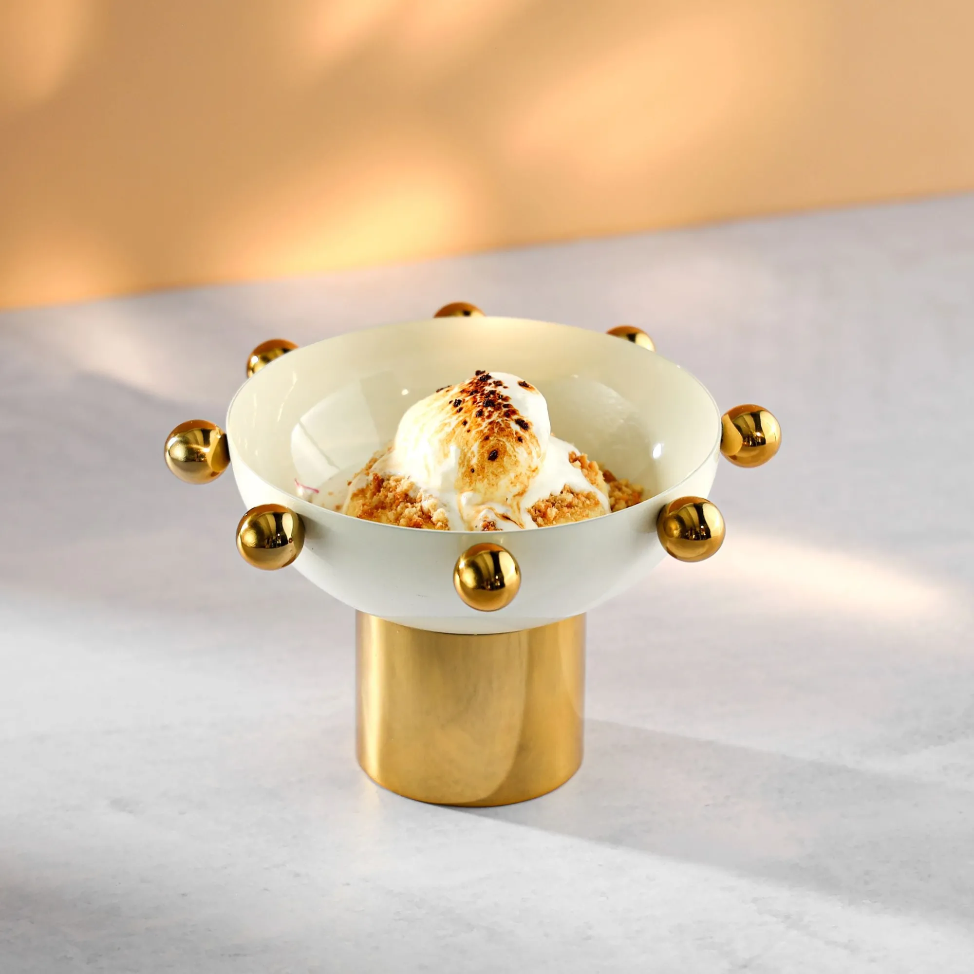 Godinger Temari White & Gold Footed Nut Bowl