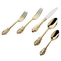 Online Godinger 20th Century Baroque 24kt Gold Plated 18/10 Stainless Steel 20 Piece Flatware Set, Service For 4
