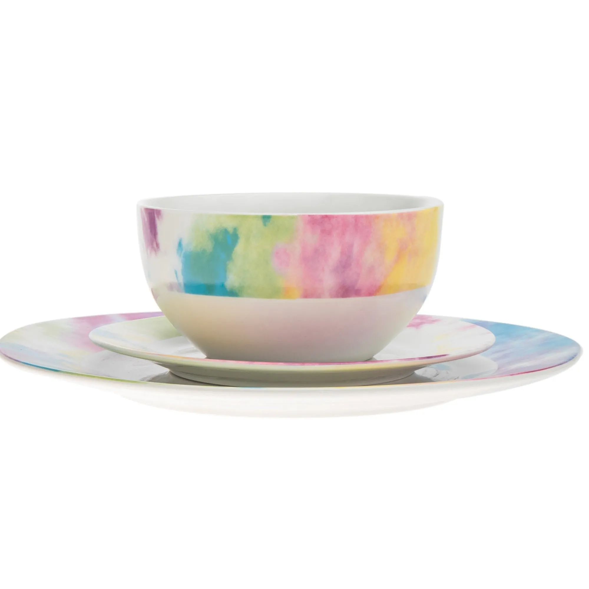 Clearance Godinger Tie Dye Multicolor Porcelain 16 Piece Dinnerware Set, Service For 4