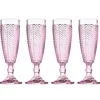 New Godinger Twill Pink Flute, Set of 4