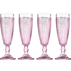 New Godinger Twill Pink Flute, Set of 4