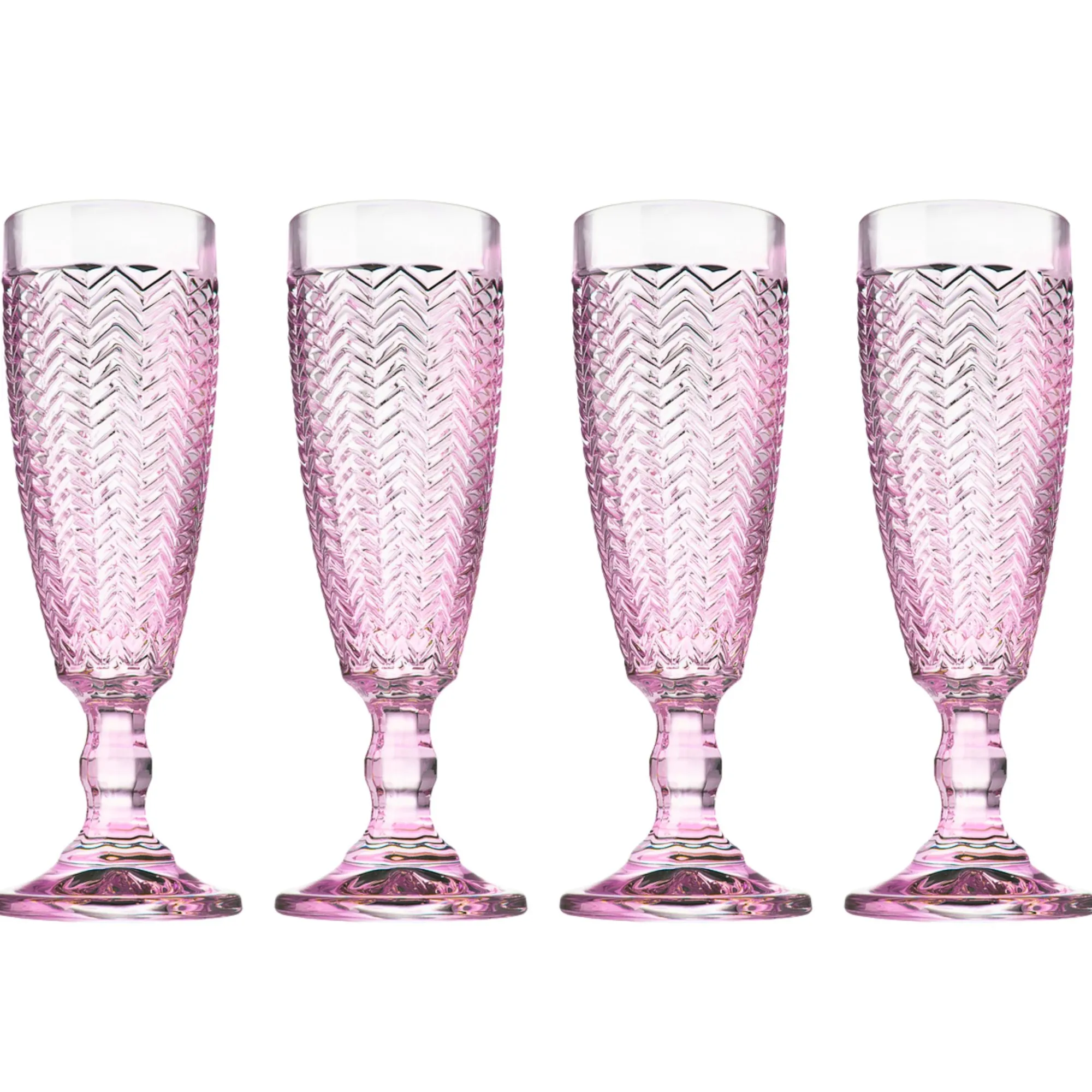 New Godinger Twill Pink Flute, Set of 4