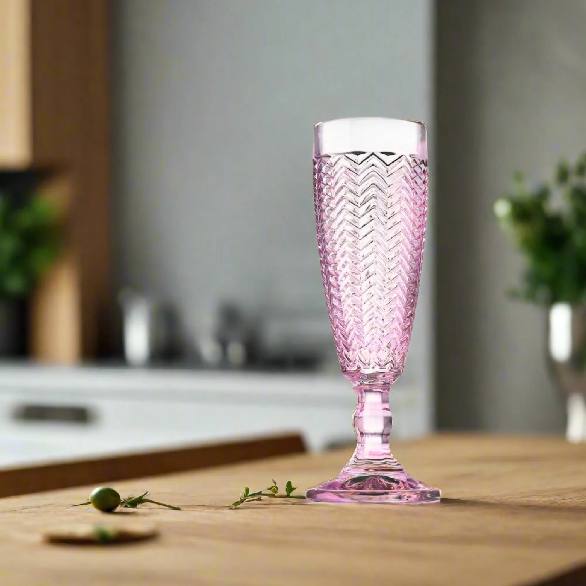 New Godinger Twill Pink Flute, Set of 4