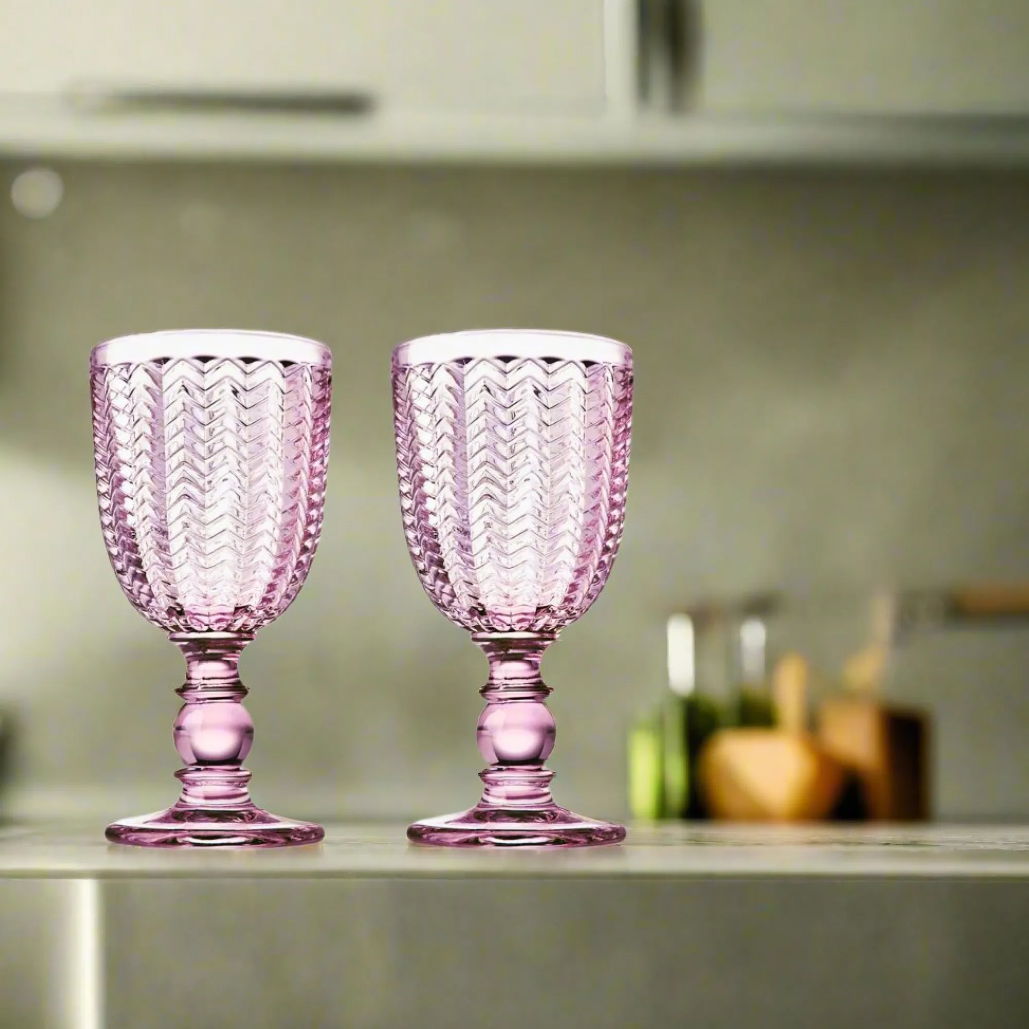 Sale Godinger Twill Pink Goblet, Set of 4