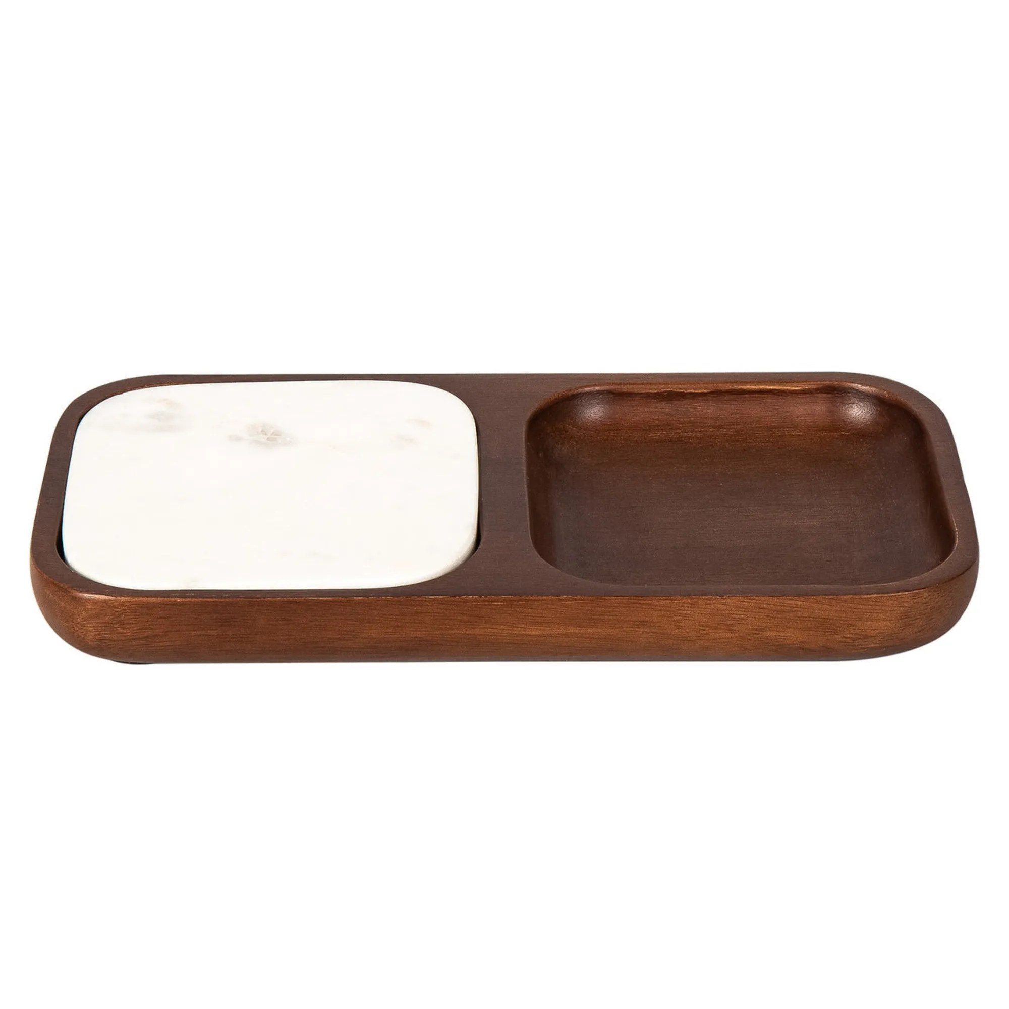 Godinger Variks Wood & Marble Coaster Appetizer
